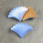 Glass Cabochon - Fan/Shell Shape 25x19MM MATTE LT SAPPHIRE Foiled