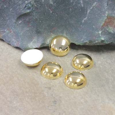 German Plastic Cabochon Vacuum Coated - Round 09MM GOLD