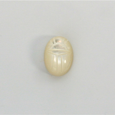 Shell Flat Back Carved Scarab 14x10MM WHITE MOP
