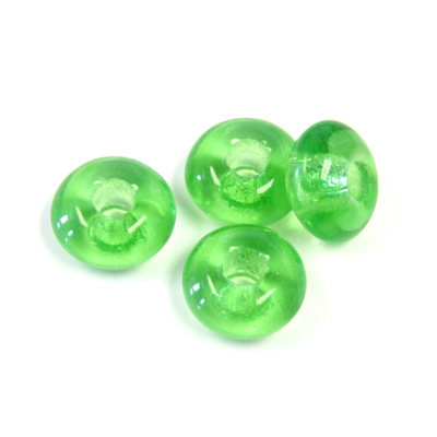 Czech Pressed Glass Bead - Round Rondelle Pony 06x11MM LT EMERALD