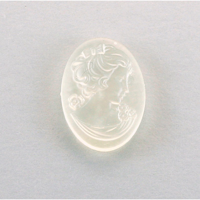 Plastic Cameo - Woman with Bow Oval 25x18MM MATTE CRYSTAL