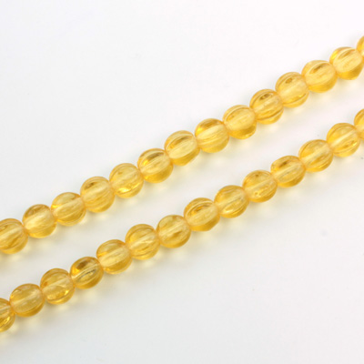 Czech Pressed Glass Bead - Melon Ribbed Round 5MM TOPAZ