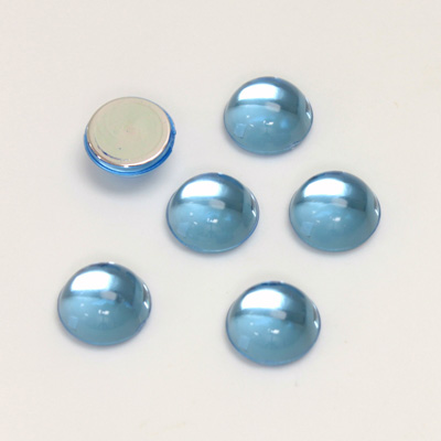 Plastic Flat Back Foiled Cabochon - Round 09MM LT SAPPHIRE