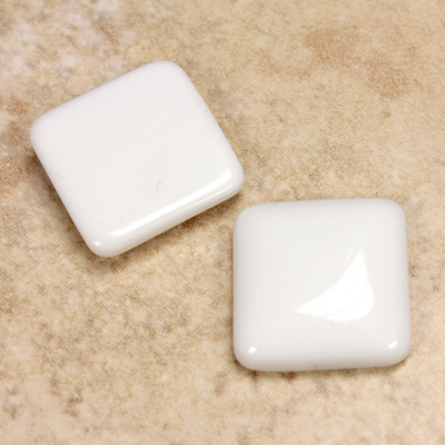 Glass Low Dome Cabochon Opaque Square Antique 18x18MM CHALKWHITE