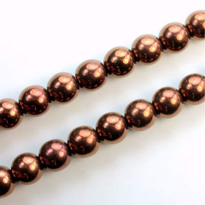 Czech Pressed Glass Bead - Smooth Round 08MM ANTIQUE COPPER