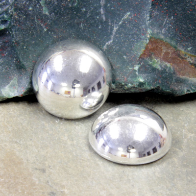 Plastic Flat Back Metalized Cabochon - Round 18MM SILVER