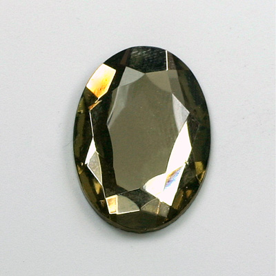 Glass Flat Back Rose Cut Faceted Foiled Stone - Oval 25x18MM BLACK DIAMOND