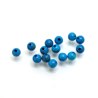 Gemstone 1-Hole Ball 04MM HOWLITE DYED TURQUOISE