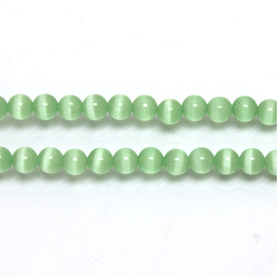 Fiber-Optic Synthetic Bead - Cat's Eye Smooth Round 04MM CAT'S EYE LT GREEN