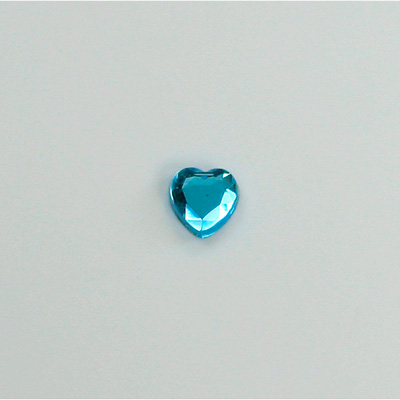 Glass Flat Back Rose Cut Fancy Foiled Stone  - Heart 06MM AQUA