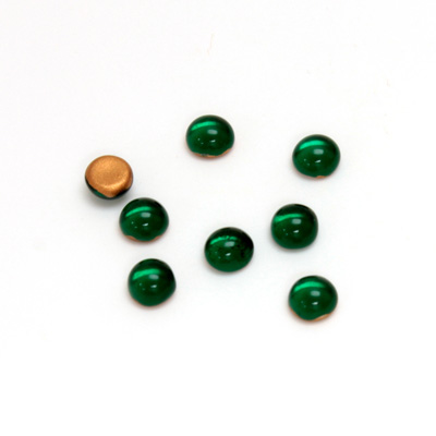 Glass Medium Dome Foiled Cabochon - Round 05MM EMERALD