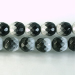 Czech Glass Fire Polish Bead - Round 10MM BLACK-WHITE 89094