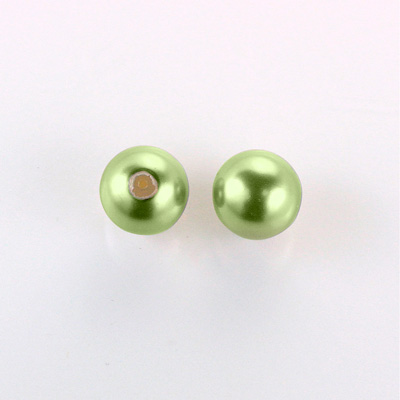 Czech Glass Pearl 1-Hole Ball - 12MM DARK OLIVE 70458