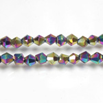 Chinese Cut Crystal Bead - Bicone 04x4MM RAINBOW METALLIC