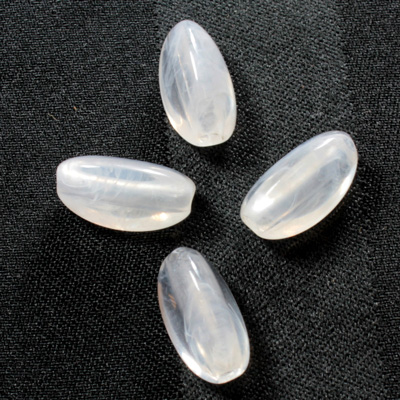 Plastic Bead - Color Lined Smooth Beggar 17x9MM CRYSTAL QUARTZ