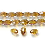 Chinese Cut Crystal Bead - Oval 06x4MM AMBER GOLD COAT