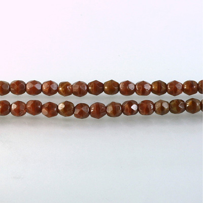 Czech Glass Fire Polish Bead - Round 04MM MOONSTONE RED