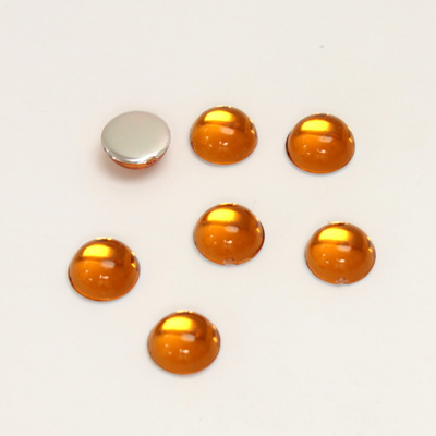 Plastic Flat Back Foiled Cabochon - Round 07MM TOPAZ