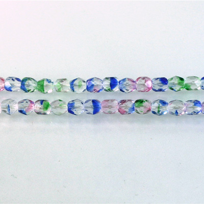 Czech Glass Fire Polish Bead - Round 04MM STRIPED CRYSTAL