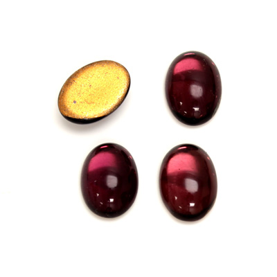 Glass Medium Dome Foiled Cabochon - Oval 14x10MM AMETHYST