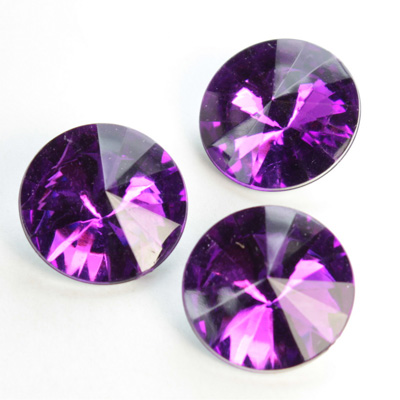 Plastic Point Back Foiled Rivoli 16MM AMETHYST