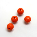 Plastic Bead - Opaque Color Smooth Large Hole - Round 10MM BRIGHT TANGERINE