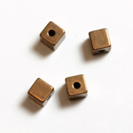 Brass Machine Made Bead - Smooth Cube 04x4MM RAW