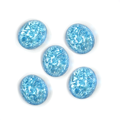 Glass Medium Dome Lampwork Cabochon - Oval 12x10MM AQUA OPAL (05143)