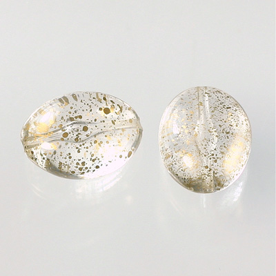 Plastic Bead - Smooth Fancy Oval 23x17MM GOLD DUST on CRYSTAL