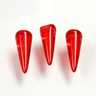 Czech Pressed Glass Bead - Smooth Spike 07x17MM RUBY