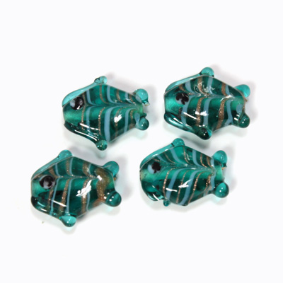 Indian Glass Lampwork Bead - Fish Small TEAL