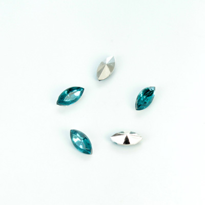 Plastic Point Back Foiled Stone - Navette 08x4MM ZIRCON