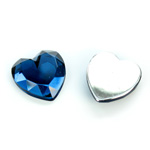 Plastic Flat Back Foiled Rose Cut Rhinestone - Heart 18.5MM MONTANA