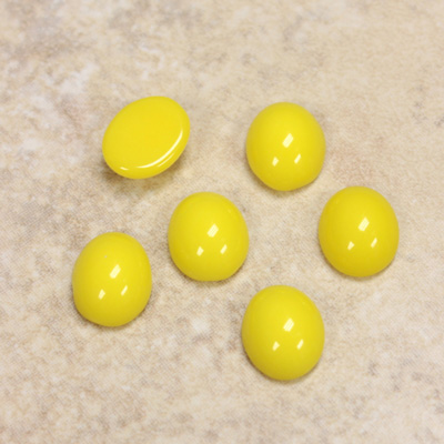 Glass Medium Dome Opaque Cabochon - Oval 10x8MM YELLOW