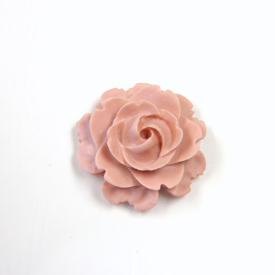 Plastic Carved No-Hole Flower - Rose Bloom 22.5MM MATTE VINTAGE ROSE