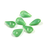 Glass Point Back Buff Top Stone Opaque Doublet - Pear 10x6MM GREEN MOONSTONE