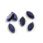 Fiber-Optic Flat Back Stone with Faceted Top and Table - Navette 10x5MM CAT'S EYE BLUE