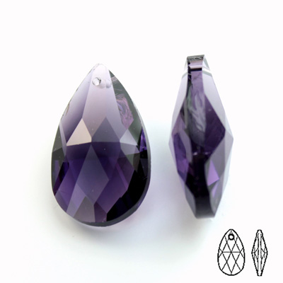 Chinese Cut Crystal Pendant - Pear 28x17MM VIOLET