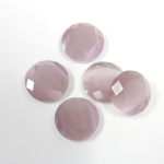 Fiber-Optic Flat Back Stone with Faceted Top and Table - Round 11MM CAT'S EYE LT PURPLE