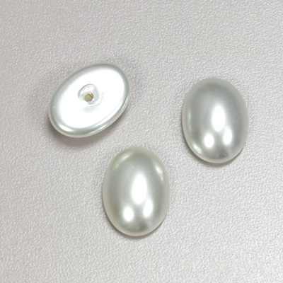 Glass Medium Dome Pearl Dipped Cabochon - Oval 18x13MM WHITE