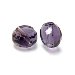 Chinese Cut Crystal Bead - Round Disc Side Drilled 10MM DARK AMETHYST