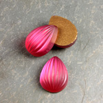 Glass Cabochon Ribbed Foiled - Pear 18x13MM MATTE ROSE