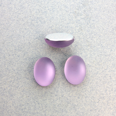 Plastic Flat Back Foiled Cabochon - Oval 14x10MM MATTE LIGHT AMETHYST