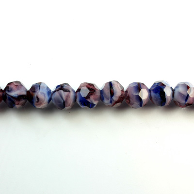 Chinese Cut Crystal Millefiori Bead - Round 08MM PURPLE