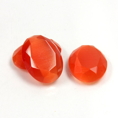 Fiber-Optic Flat Back Stone with Faceted Top and Table - Oval 18x13MM CAT'S EYE ORANGE