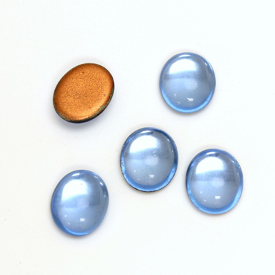 Glass Medium Dome Foiled Cabochon - Oval 12x10MM LT SAPPHIRE