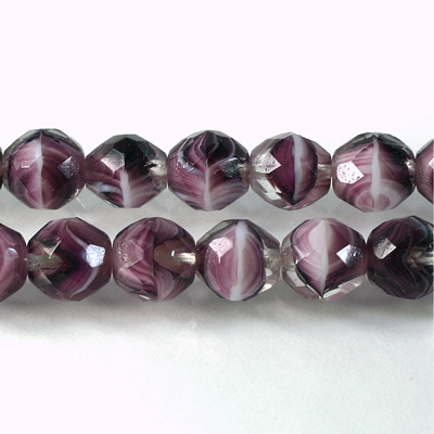 Czech Glass Fire Polish Bead - Round 10MM PORPHYR AMETHYST