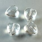 German Plastic Bead - Transparent Faceted Heart 15MM CRYSTAL
