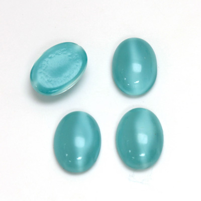 Glass Medium Dome Cabochon - Oval 14x10MM MOONSTONE AQUA