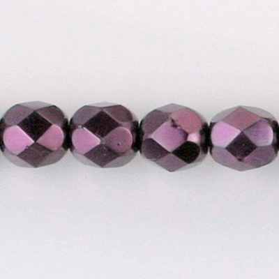 Czech Glass Pearl Faceted Fire Polish Bead - Round 08MM AMETHYST 70979